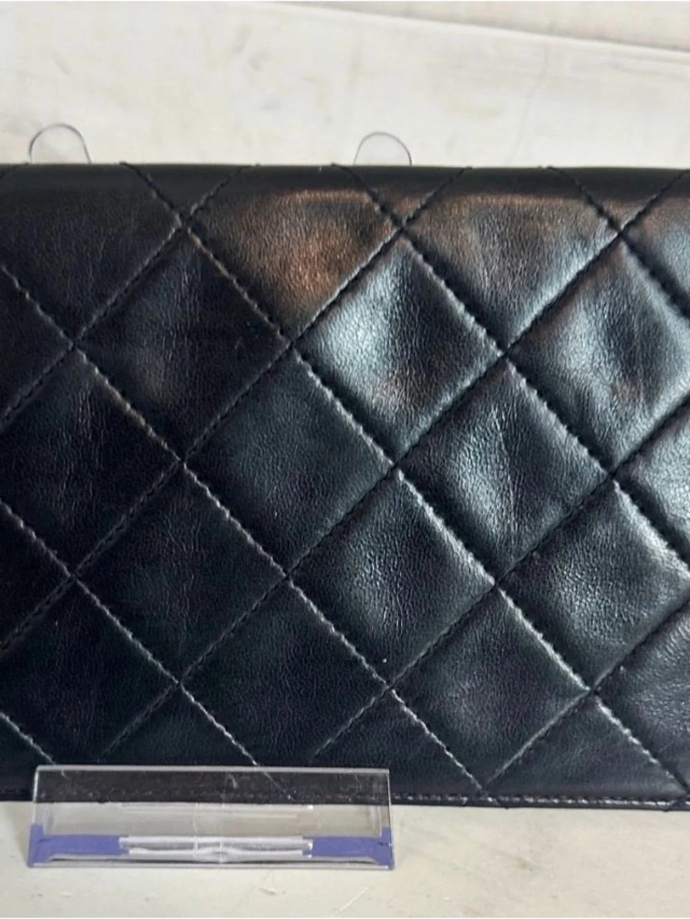 CHANEL Black Quilted Leather Wristlet with Gold CC Emblem